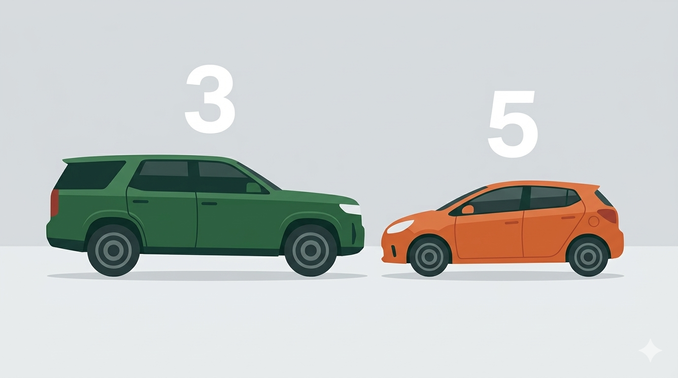 3ナンバーと5ナンバーの違いイラスト