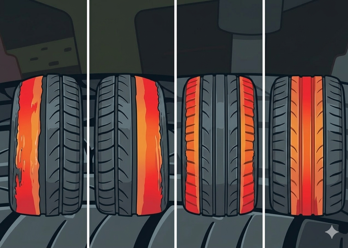 偏摩耗4パターンのイメージ