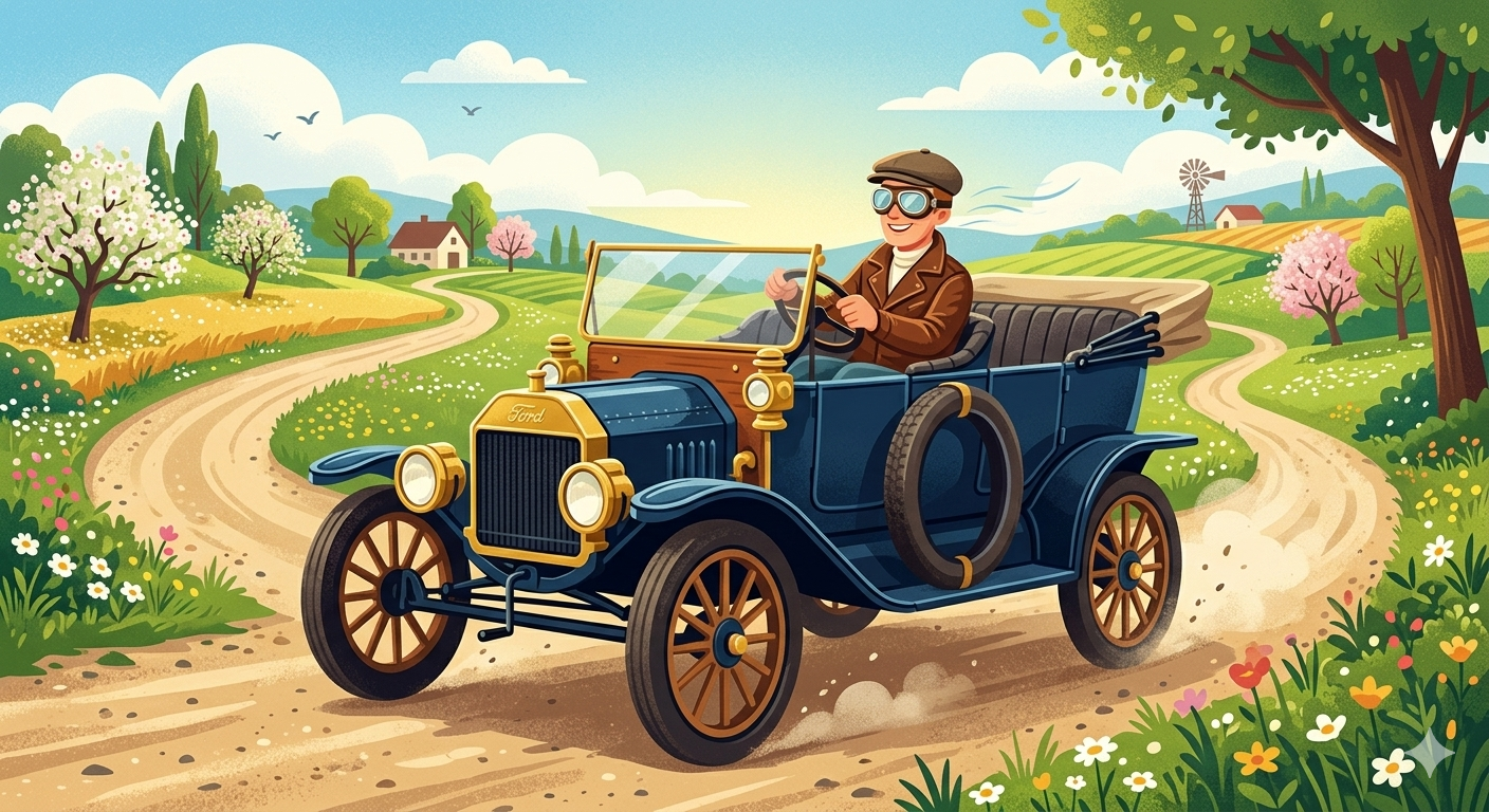 フロントガラスなしのクラシックカー