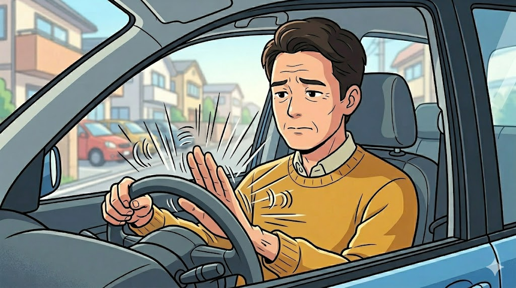 クラクションを押す40代男性のイラスト